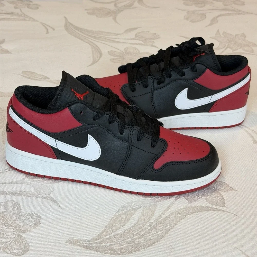 Nike Size-6.5 Y Kids Air Jordan 1 Low GS Shoes - Gym Red (553560-066)